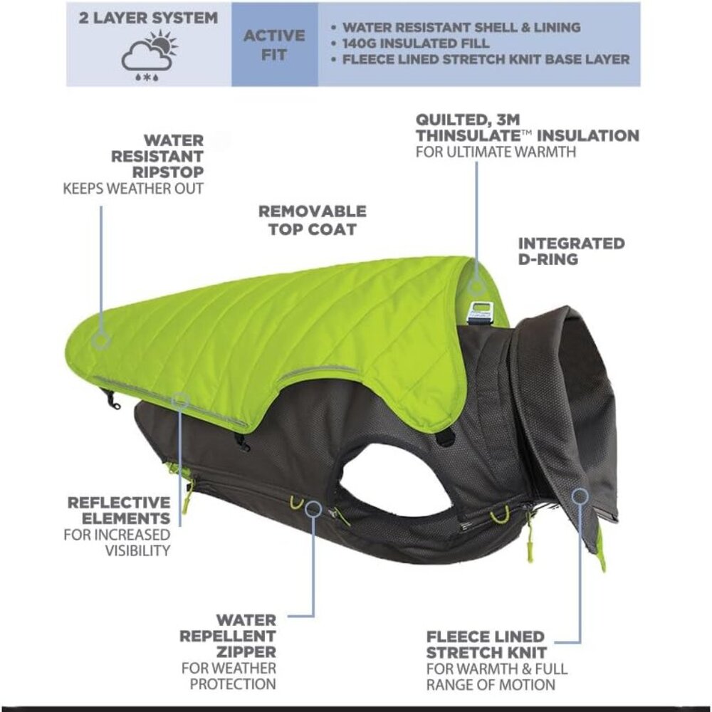 Outward Hound Telluride All-Weather Thinsulate Two Layer Coat for Dogs LG